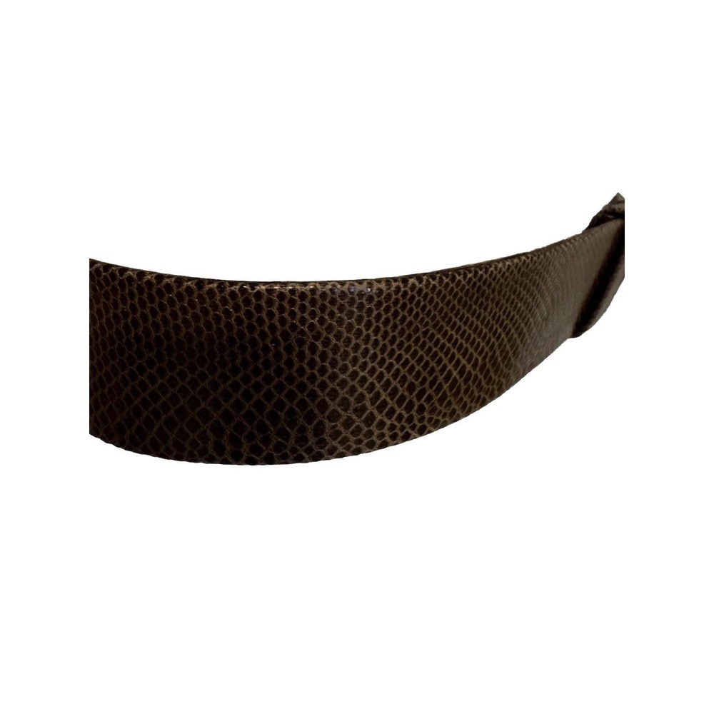 JUDITH LEIBER Taupe Gold SNAKESKIN Leather Adjustable BELT Crown BUCKLE Signed M - Picture 8 of 11